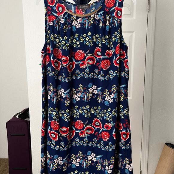 Luxology Women's Floral Mini Dress Sleeveless Keyhole Size 4 - Picture 1 of 9